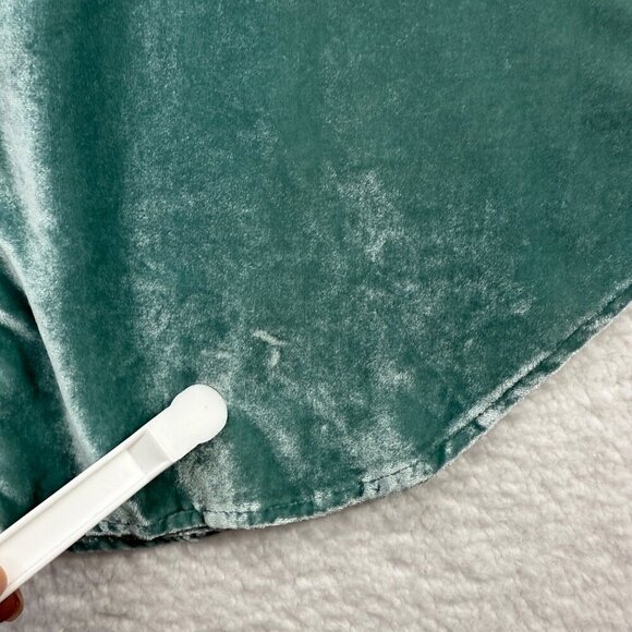 Pilcro Anthropolgie Crushed Velvet Mint Seafoam Button Down Shirt Womens Size 14 - Picture 10 of 10
